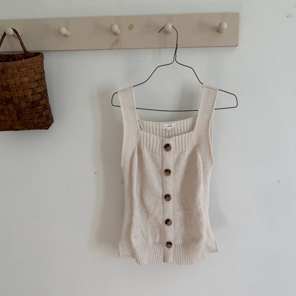 Blu Pepper Ivory Button-Front Knit Tank